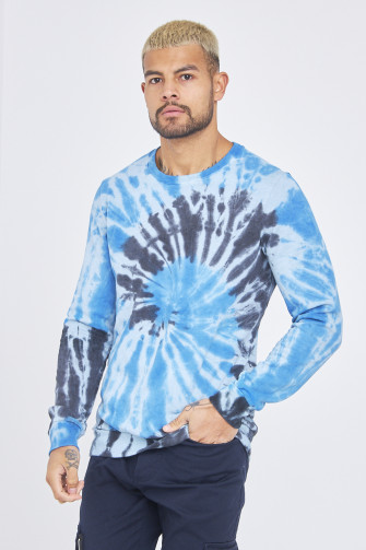 Sweat bleu à motif psychédélique