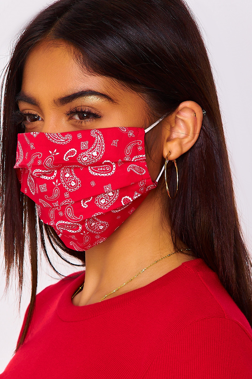 Masque rouge imprimé paisley (non homologué)