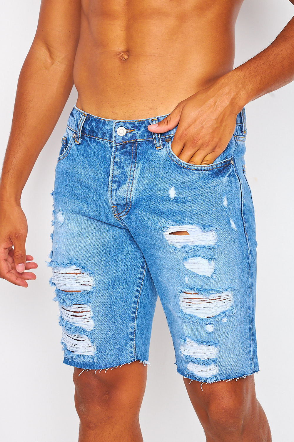 Short en jean déchiré bleu Brentiny