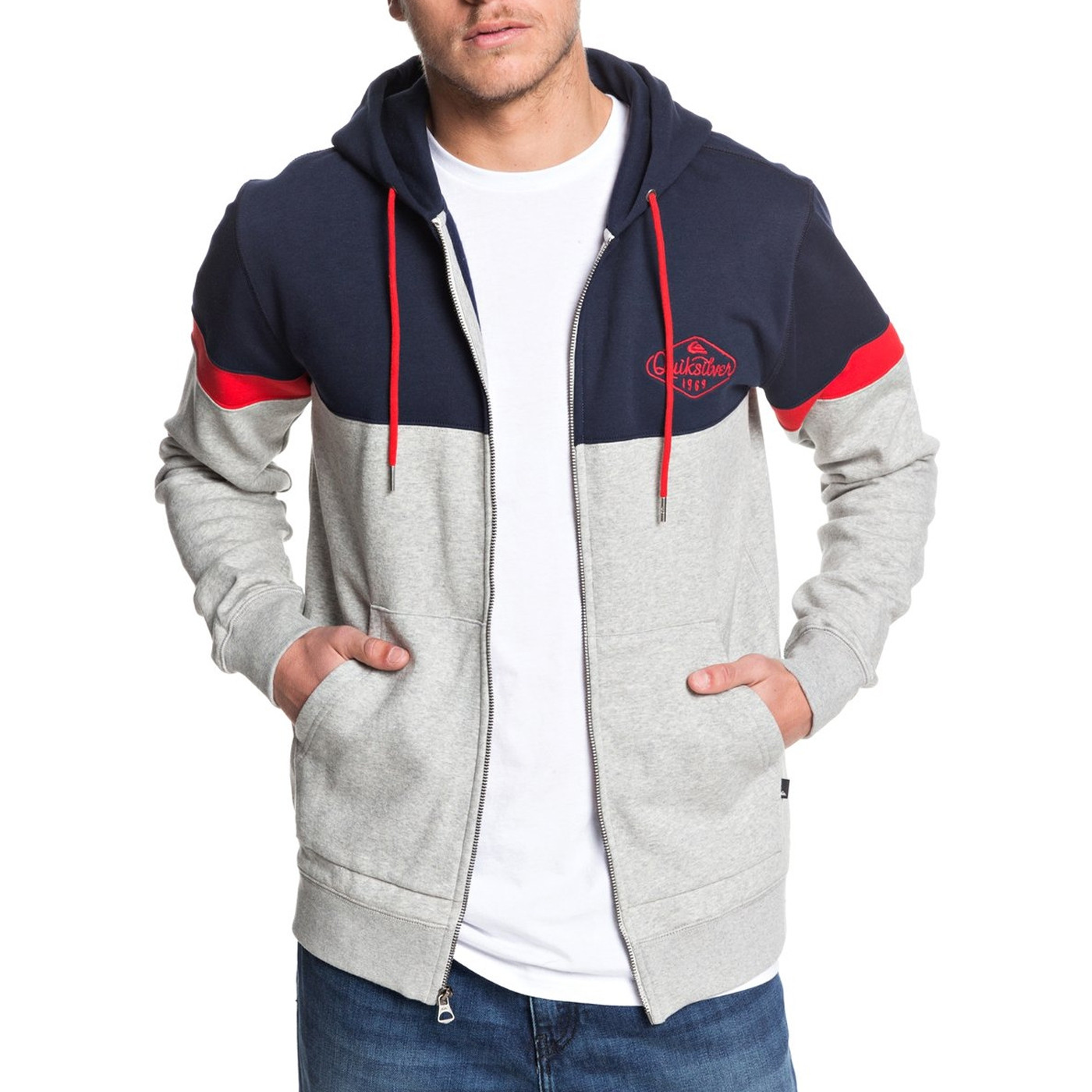 Sweat zippé Quiksilver Kumano gris