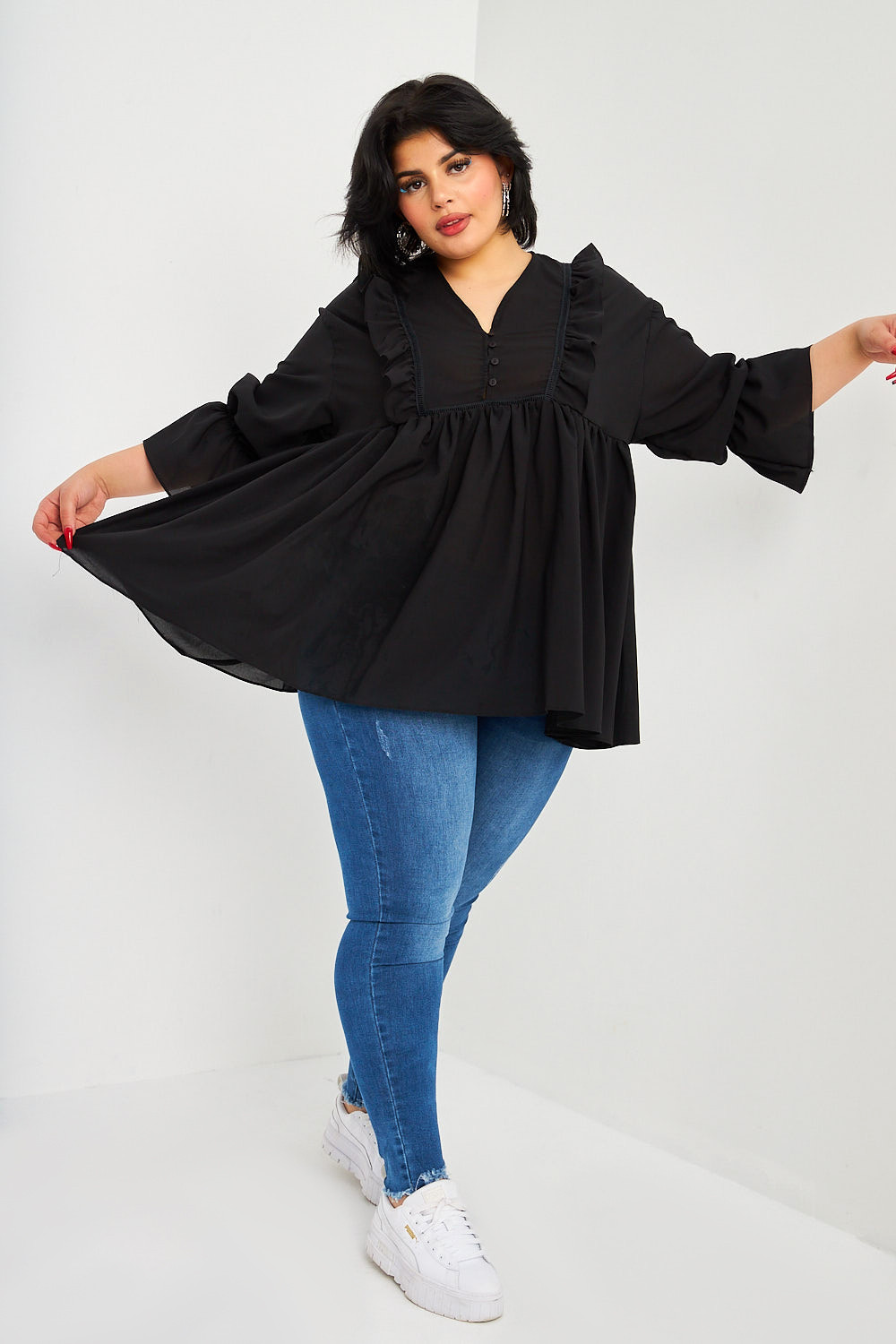 Blouse oversize fluide noire