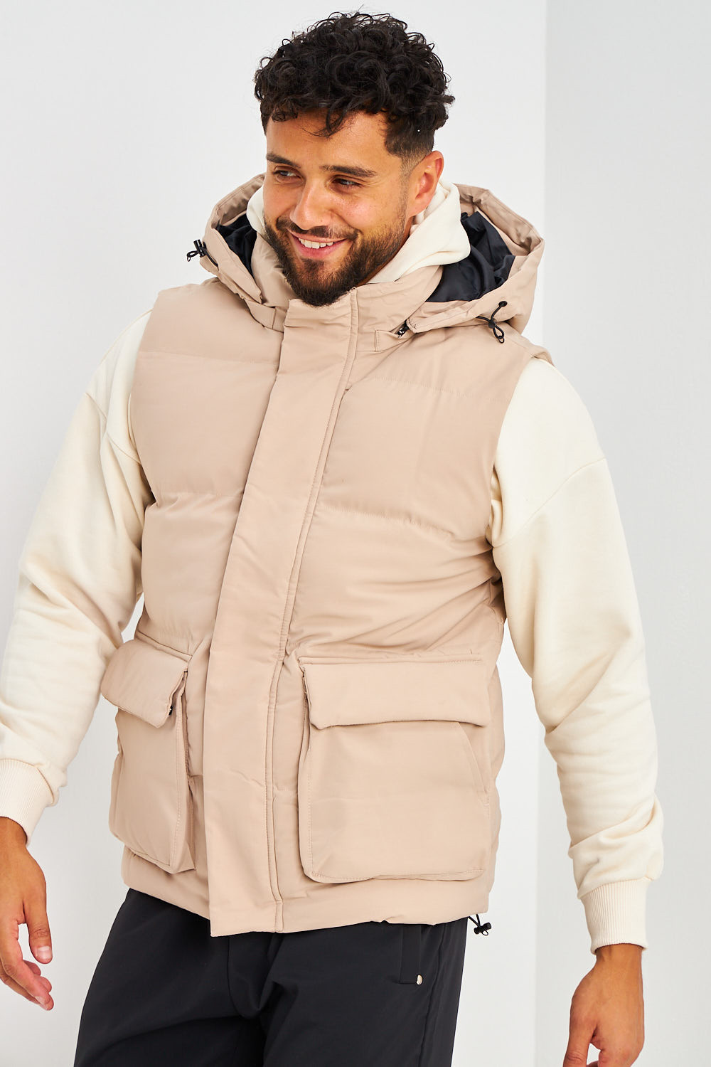 Doudoune beige sans manches