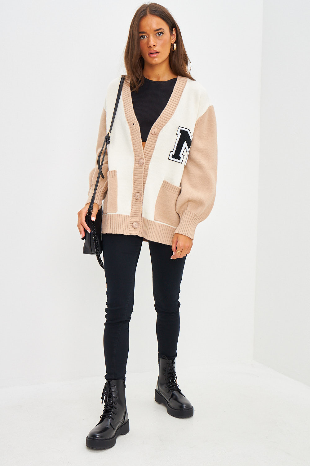 Gilet en mailles écru et beige