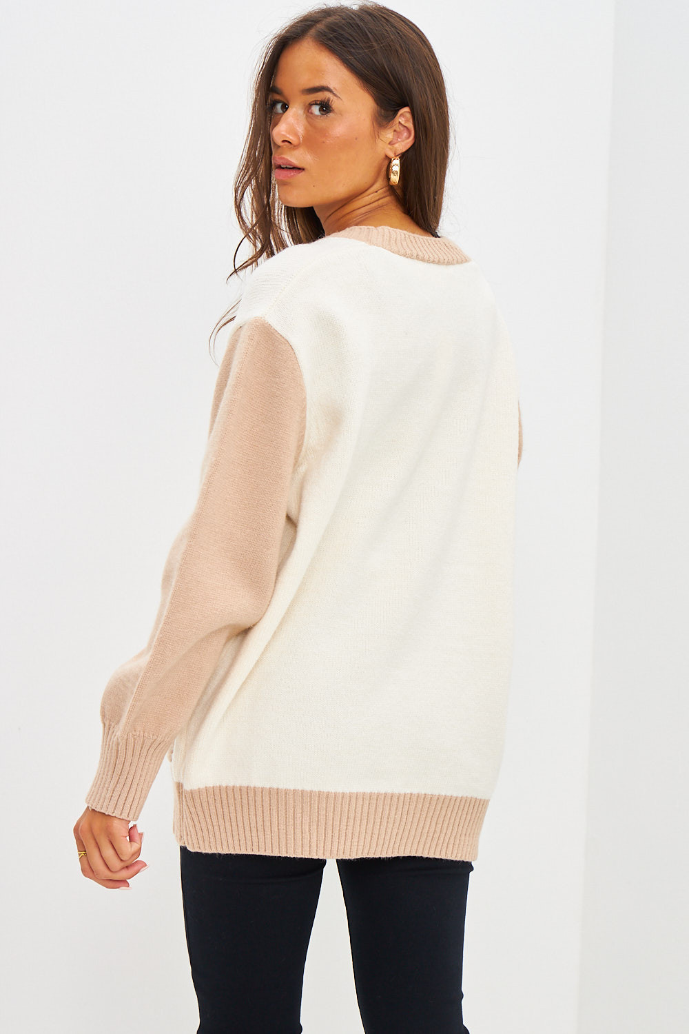 Gilet en mailles écru et beige