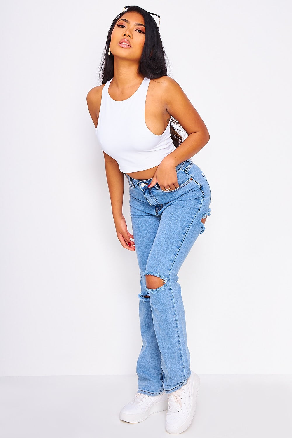 Jean Regular bleu déchiré