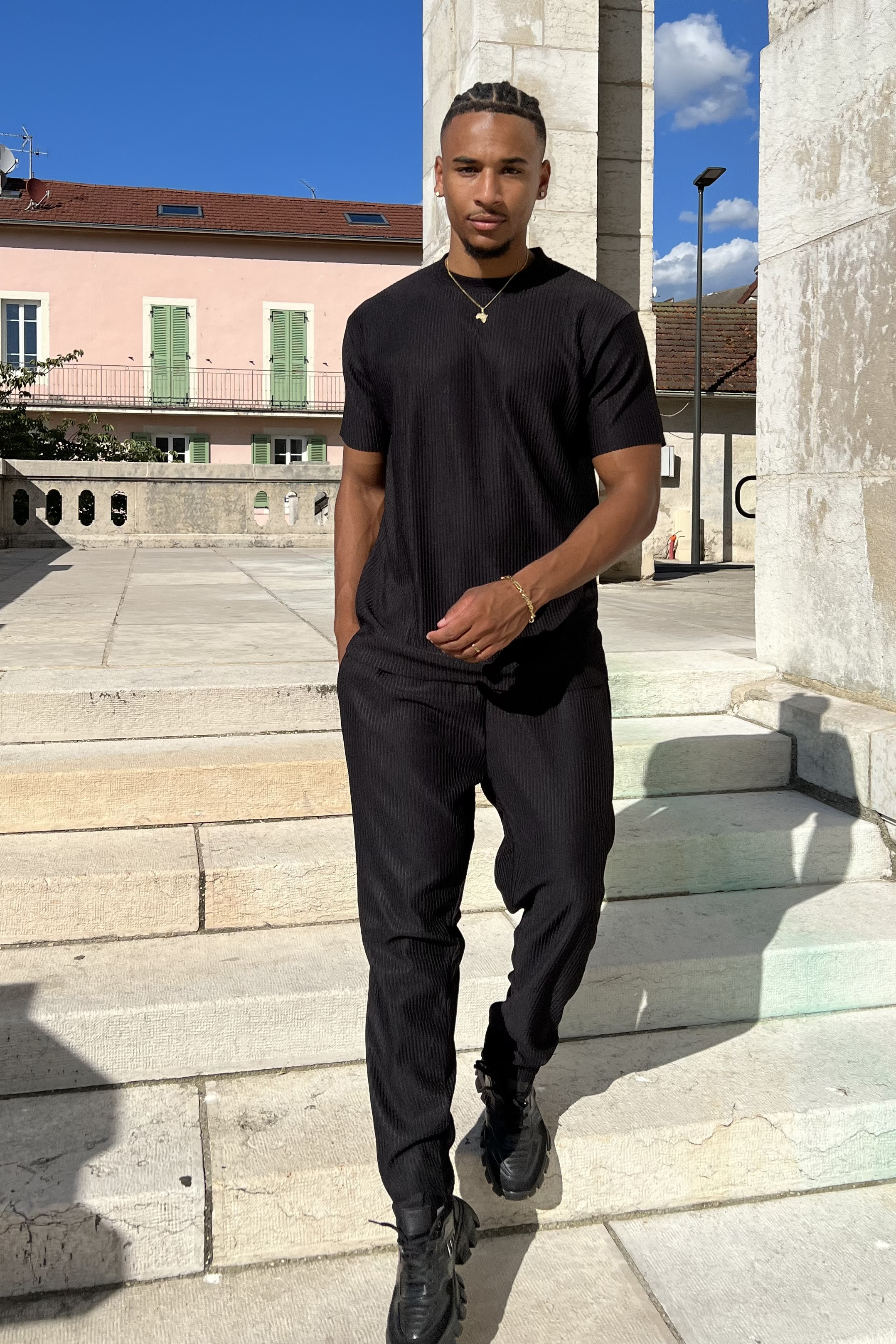 Ensemble Short Et T-shirt Vert Homme - Marque Inconnue - Uni - 100% Coton Vert - Prêt-à-Porter