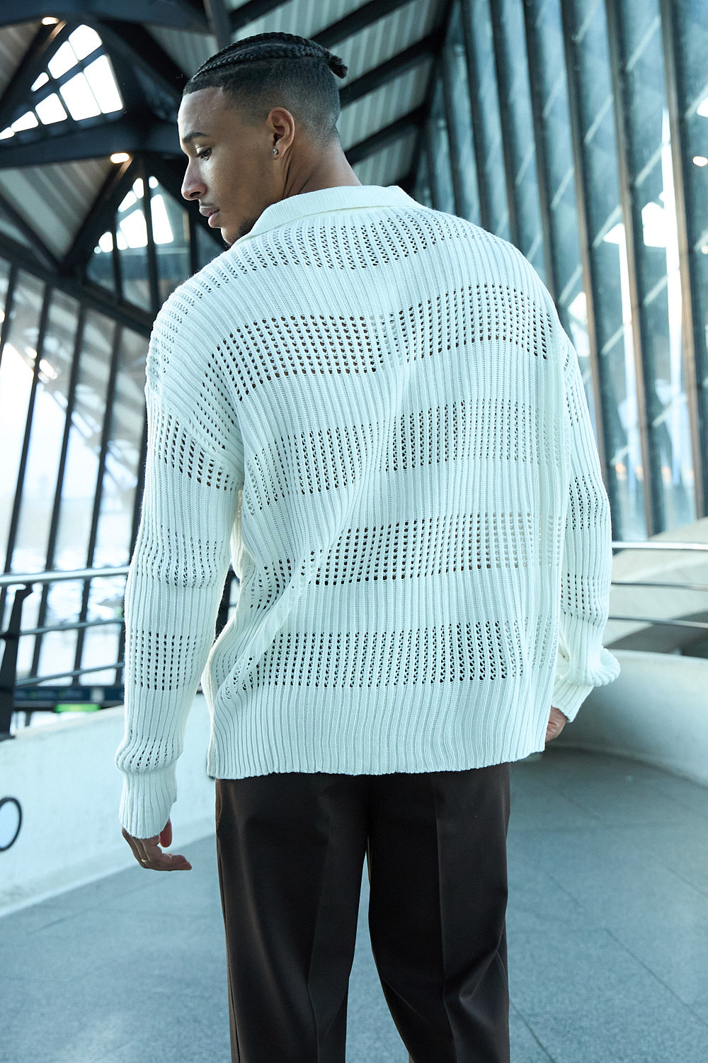 Gilet en maille ajourée blanc