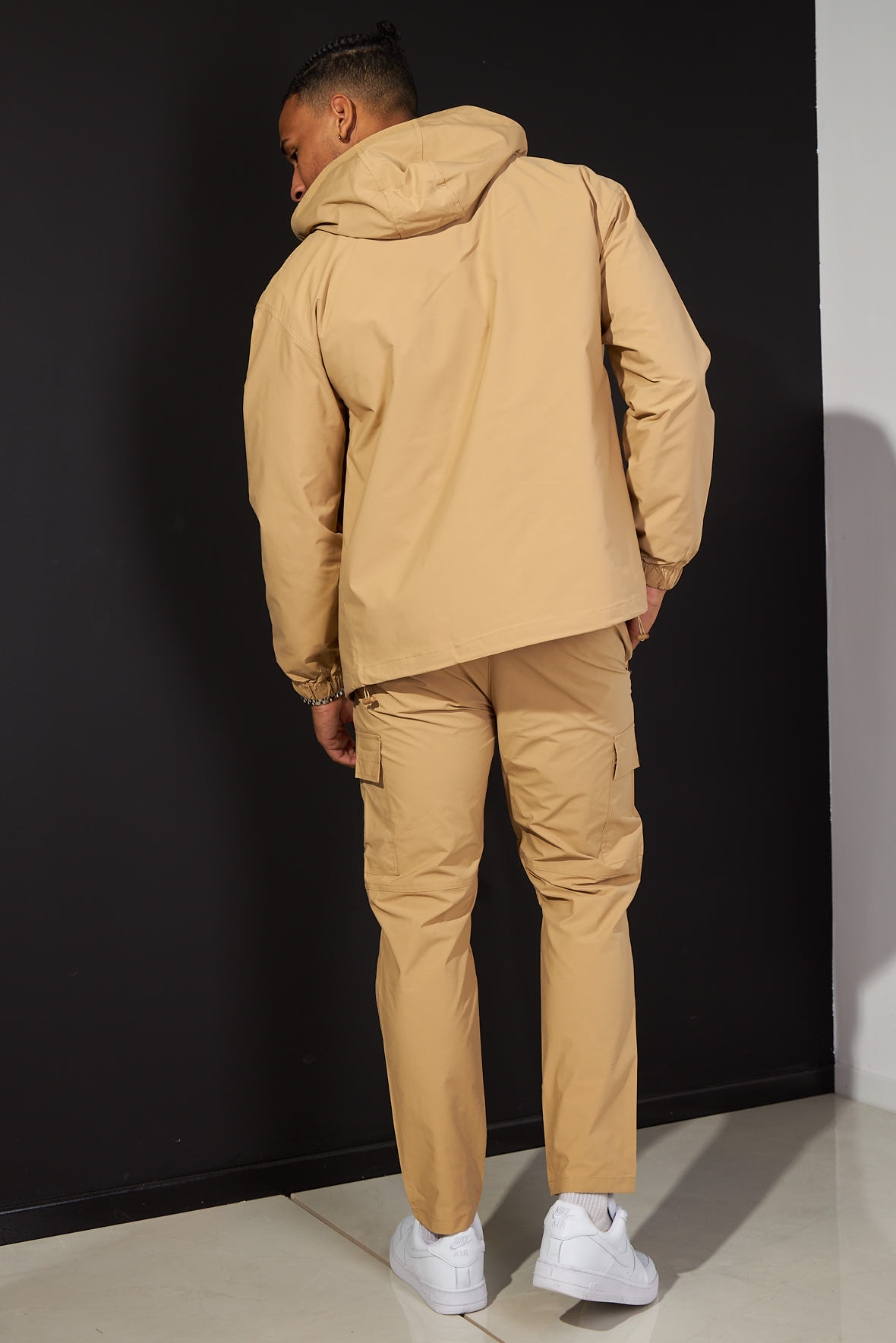Ensemble 2 pièces veste + pantalon camel à capuche
