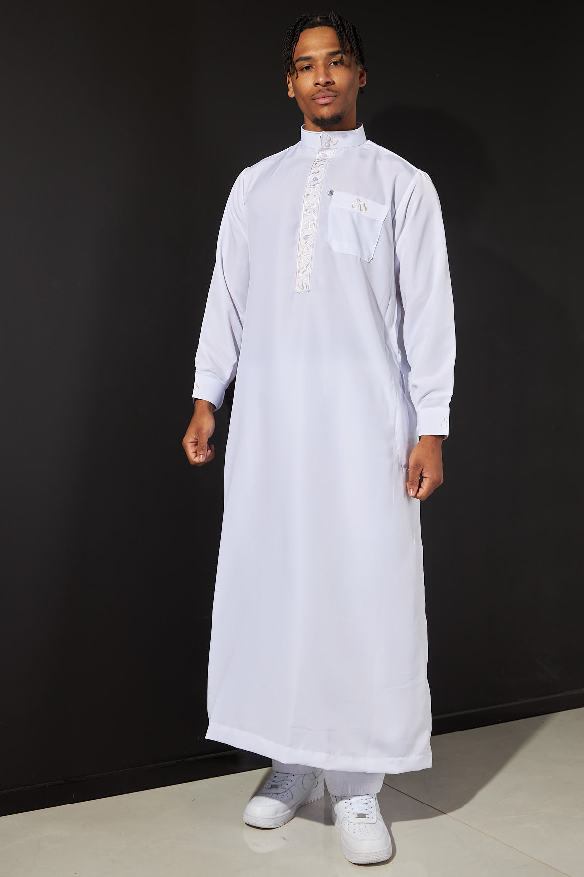 Ensemble 2 pièces qamis + pantalon blanc