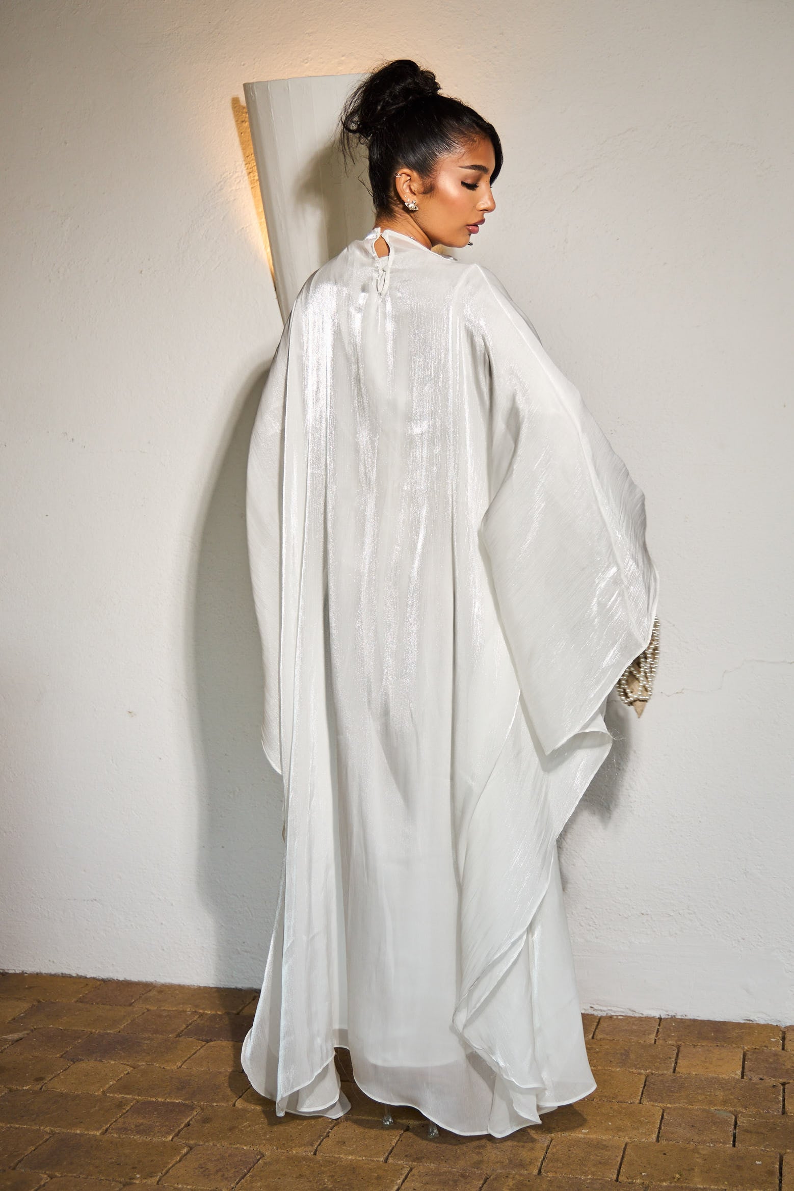 Ensemble 2 pièces robe + gilet à enfiler satiné blanc