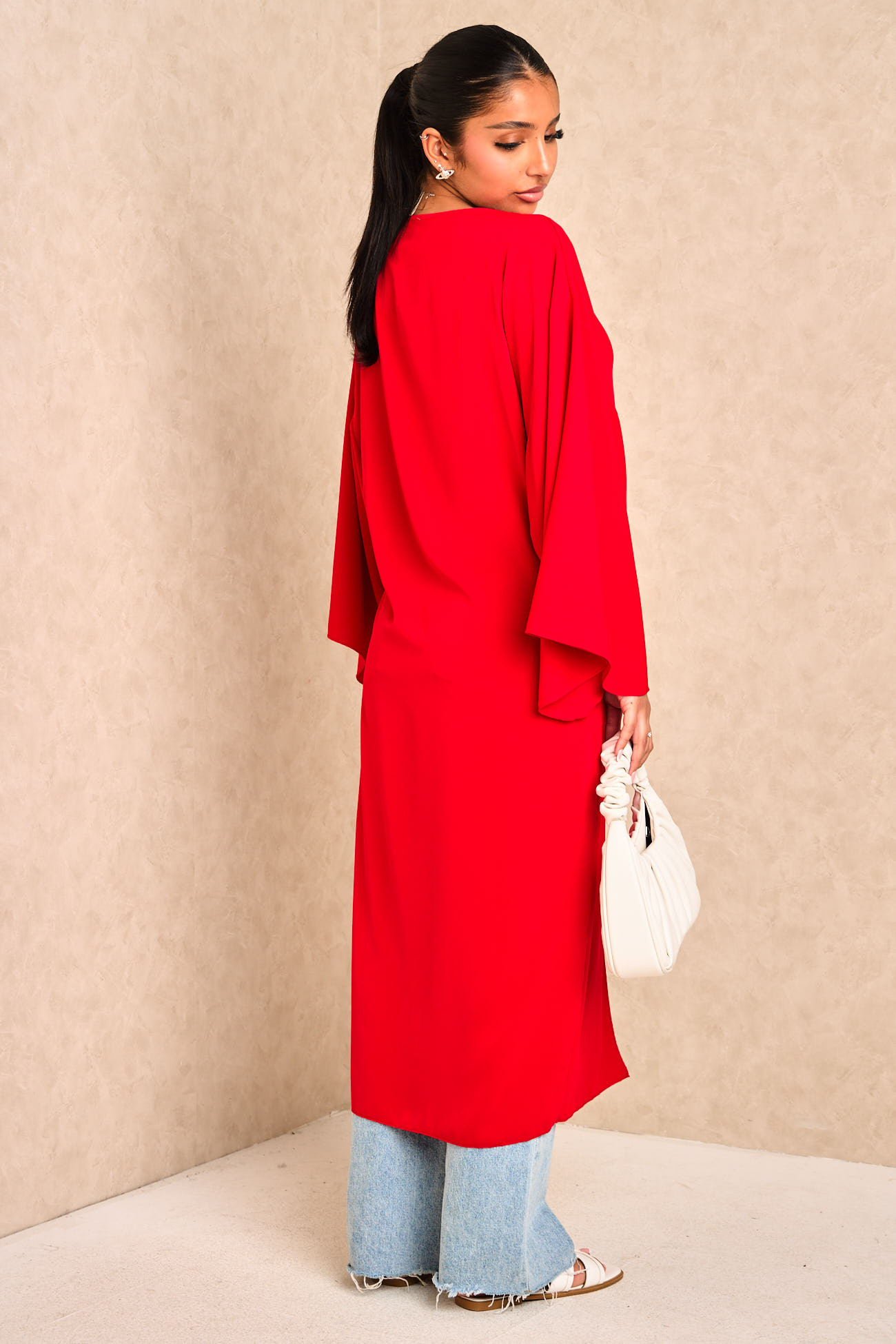 Blouse ample coupe asymétrique rouge