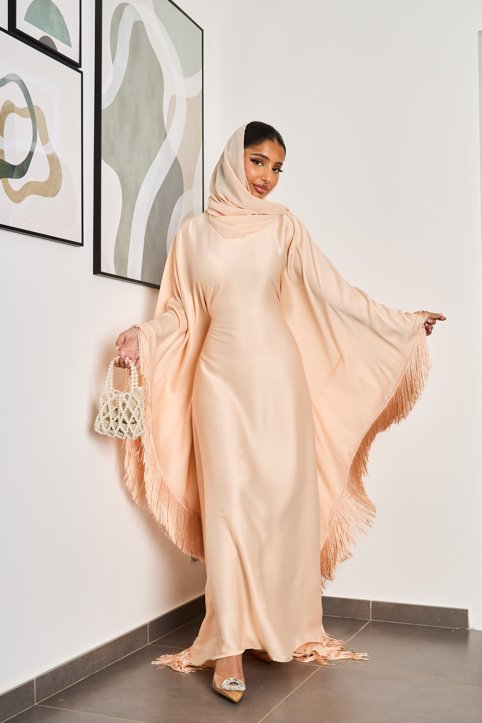 Adjustable waist fringe dress