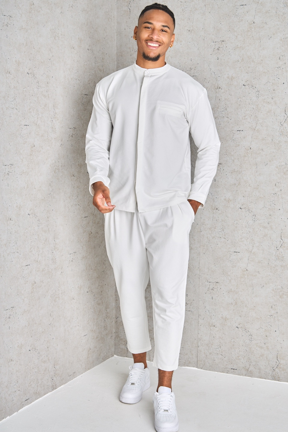 Ensemble 2 pièces chemise + pantalon blanc molletonné