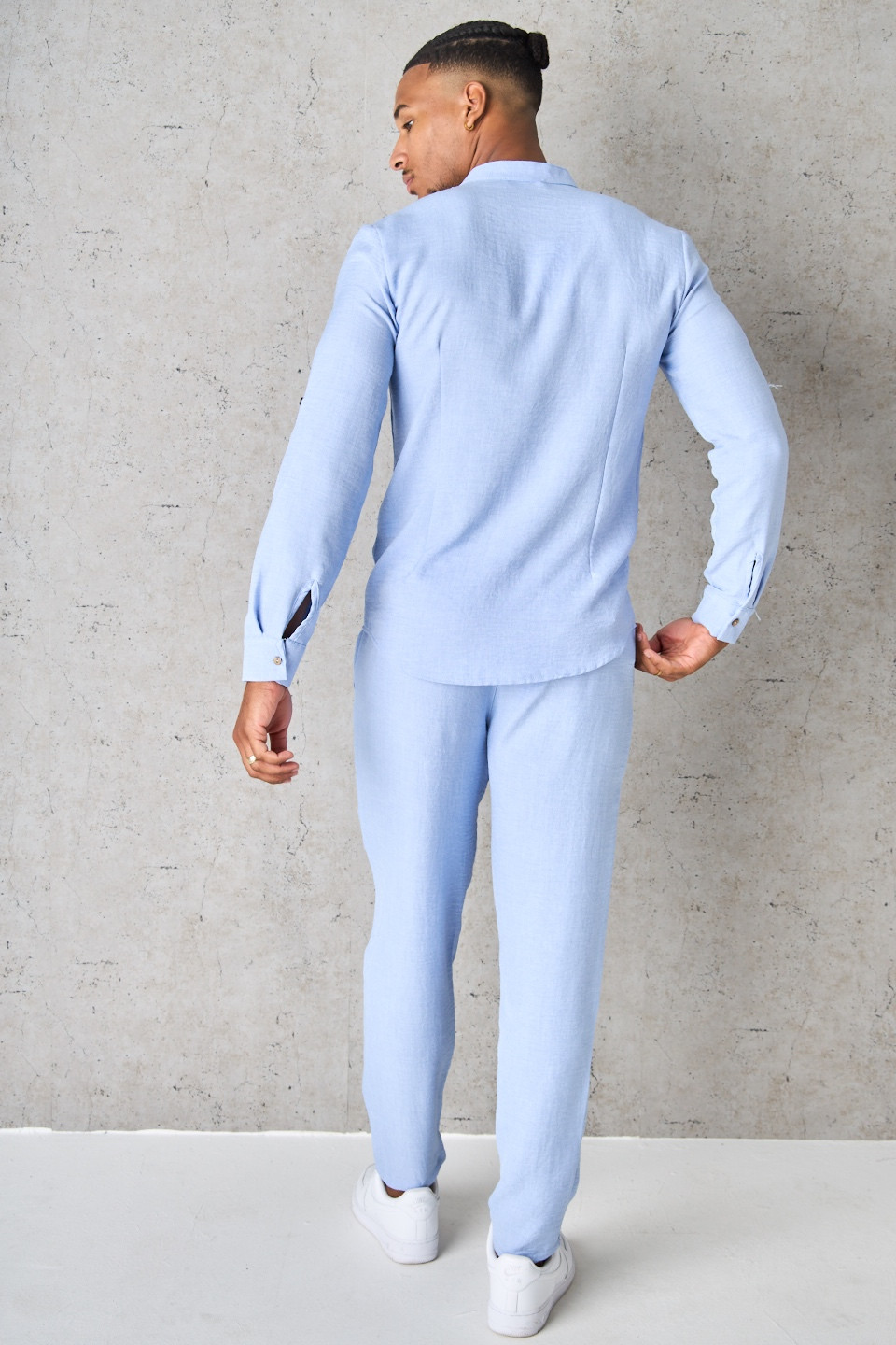 Ensemble 2 pièces chemise + pantalon bleu violet