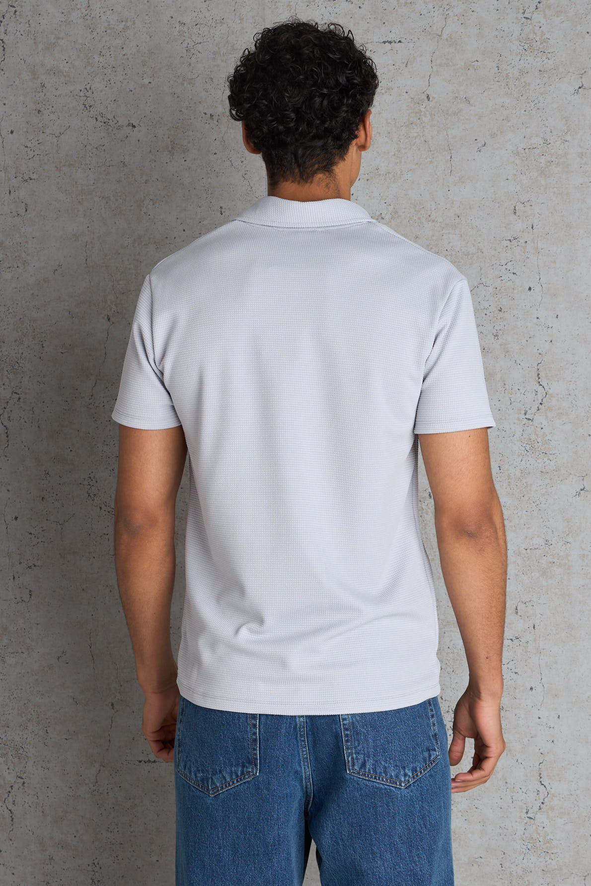 Polo basic gris texturé