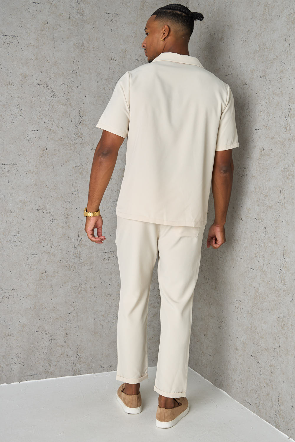 Ensemble 2 pièces chemise + pantalon beige