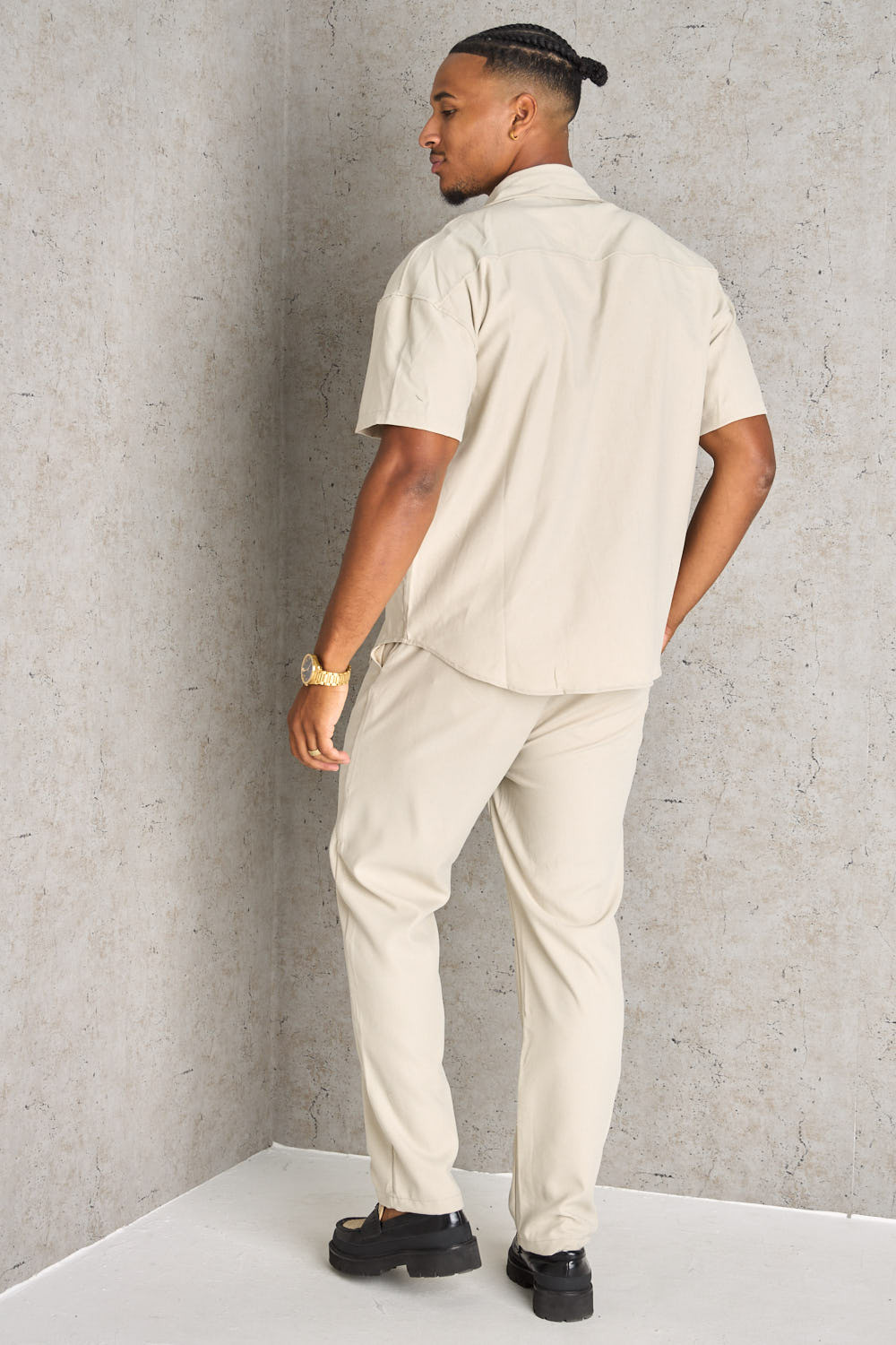 Ensemble 2 pièces chemise + pantalon beige