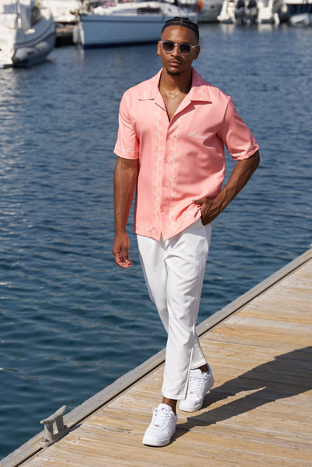 Chemise rose à motif