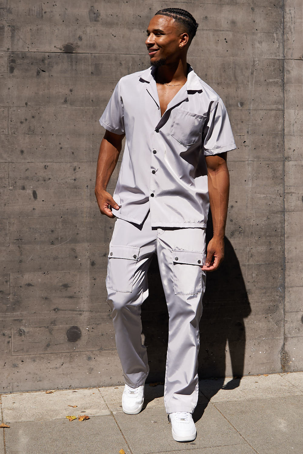 Ensemble 2 pièces veste manches courtes + jogging gris