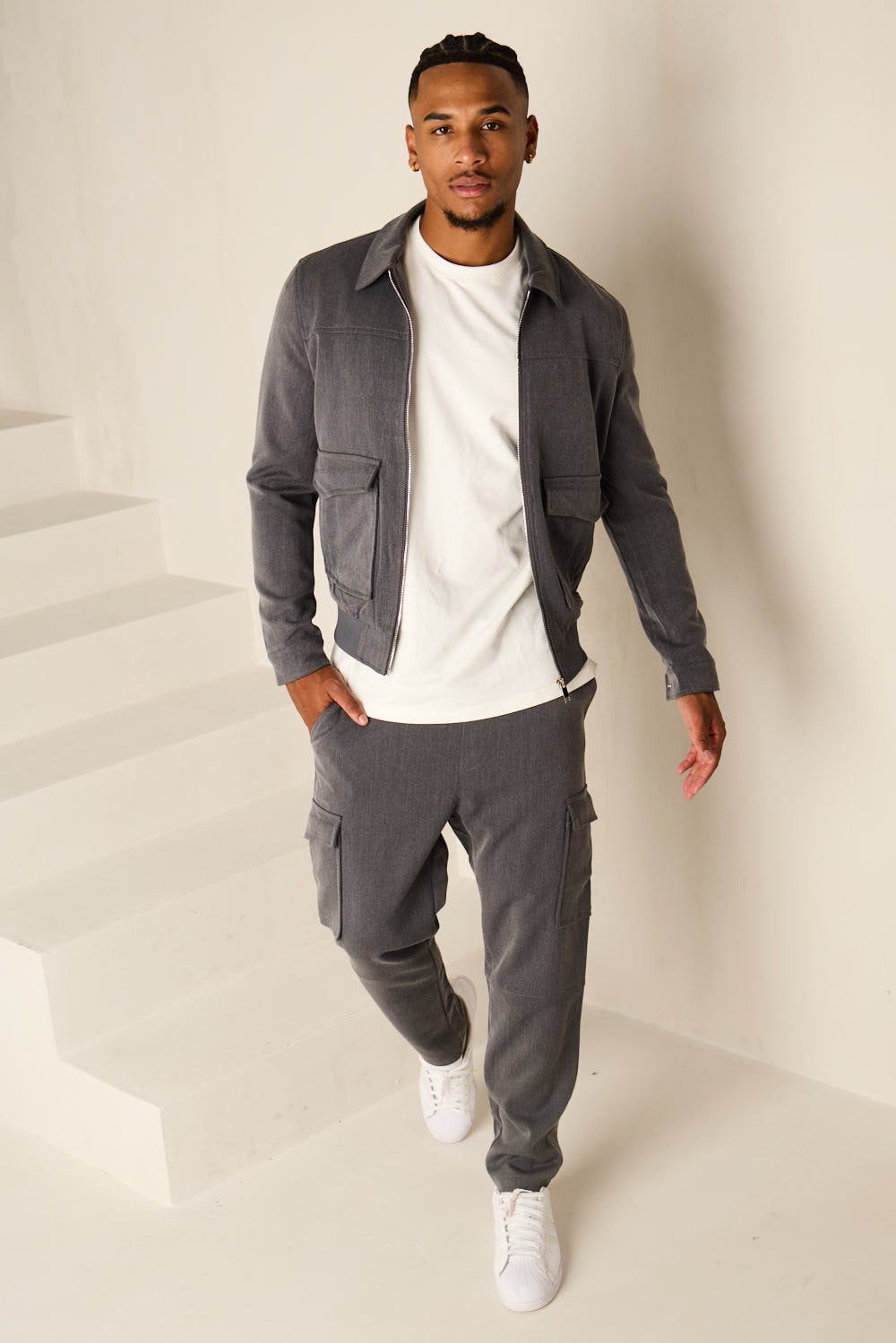 Ensemble 2 pièces veste + jogger pant gris foncé