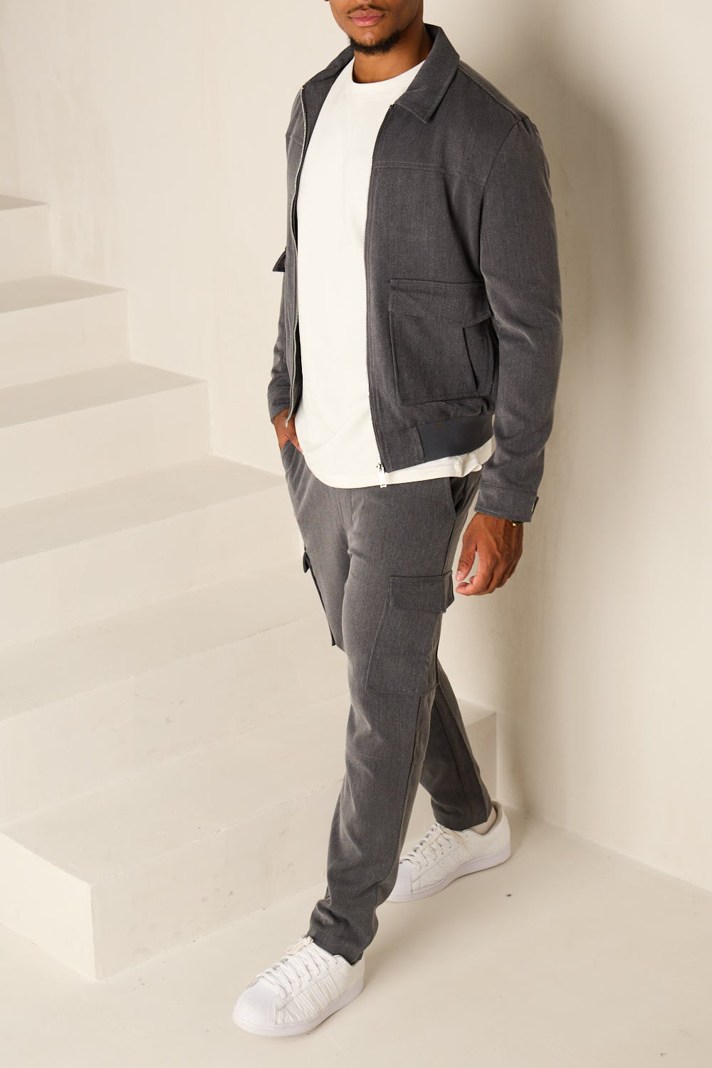 Ensemble 2 pièces veste + jogger pant gris foncé