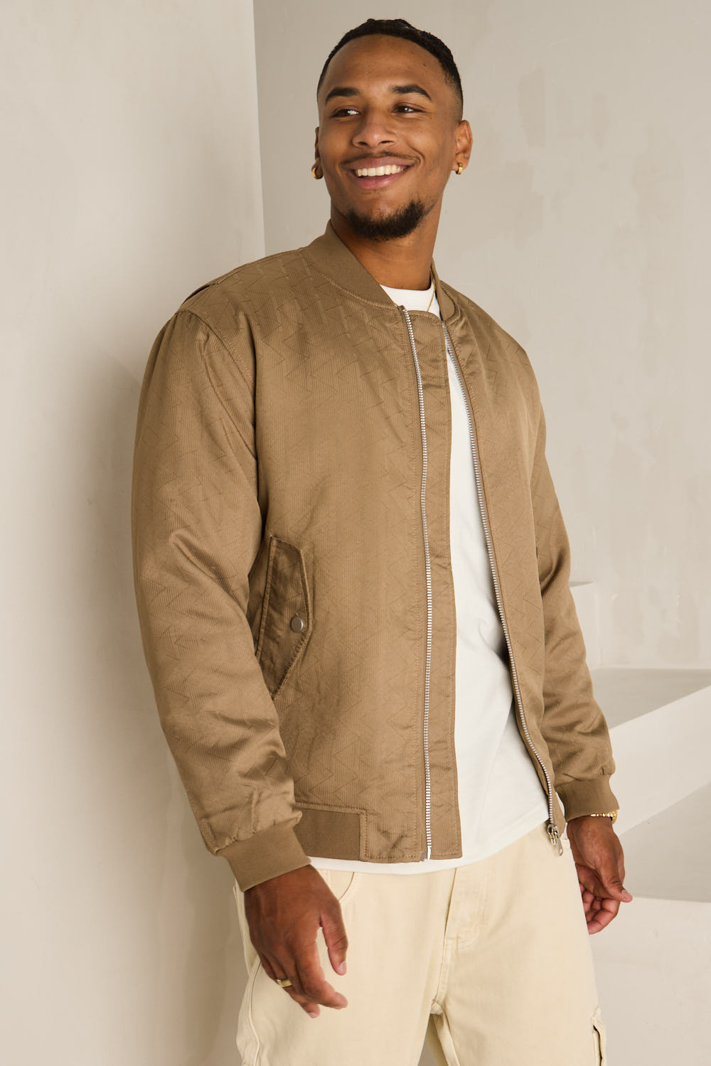 Bomber marron (green) à motif géométrique