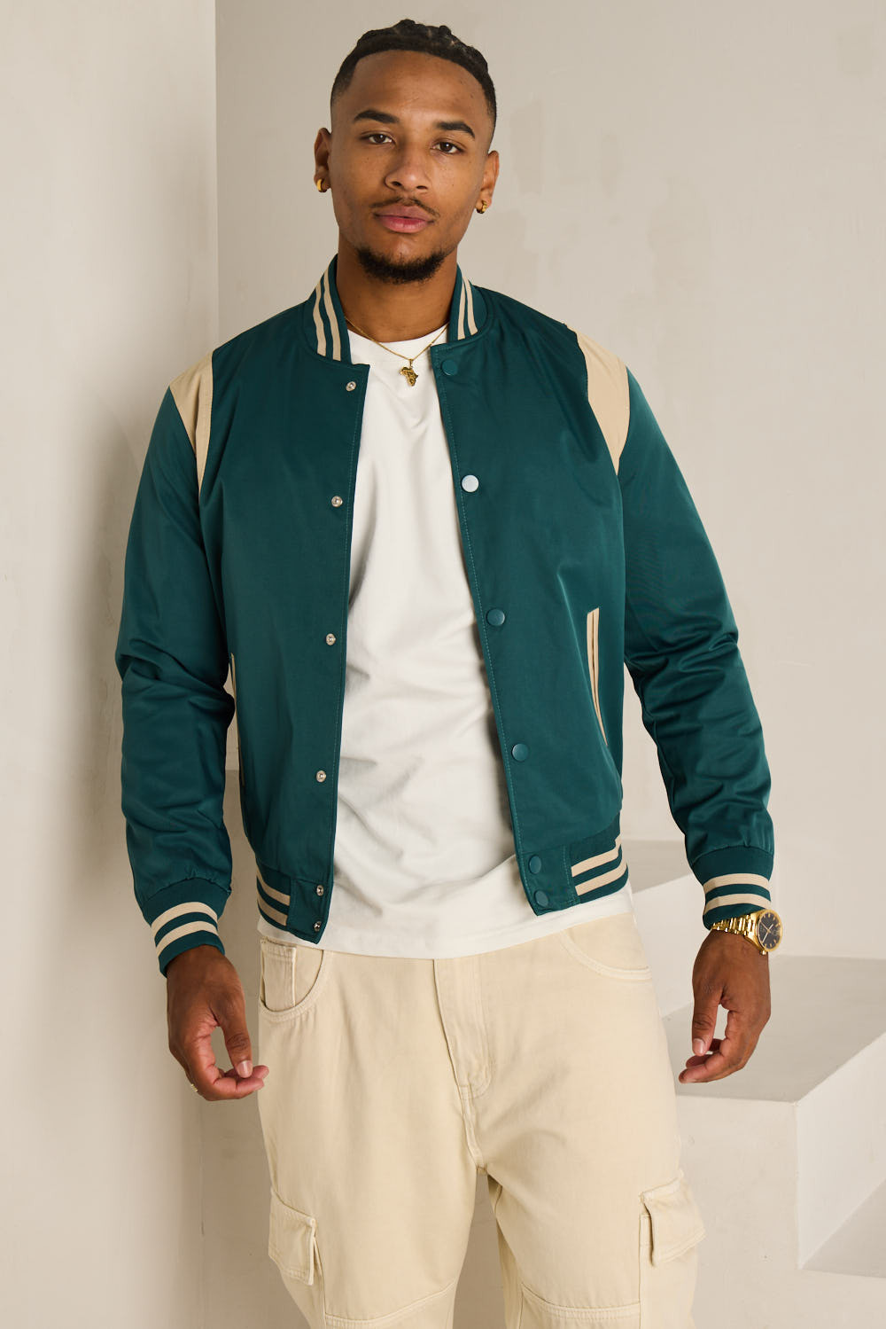 Bomber vert foncé (green forest ) à détails beige