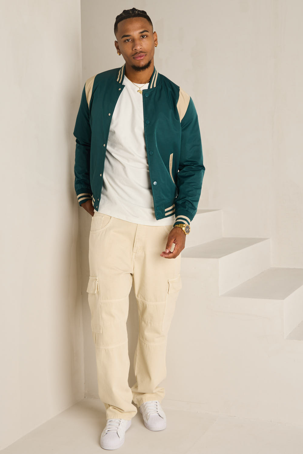 Bomber vert foncé (green forest ) à détails beige