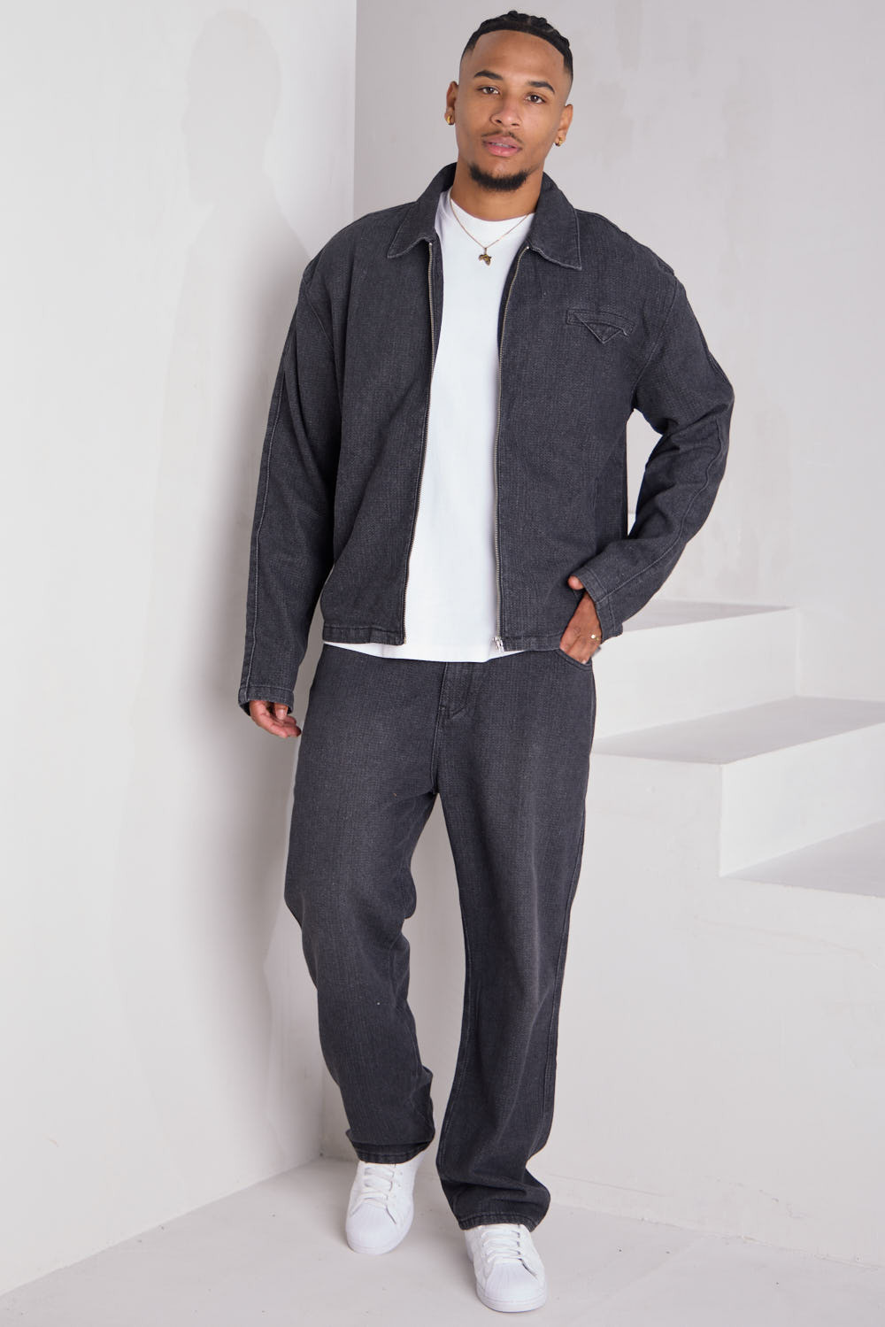 Ensemble 2 pièces  veste + pantalon noir chiné