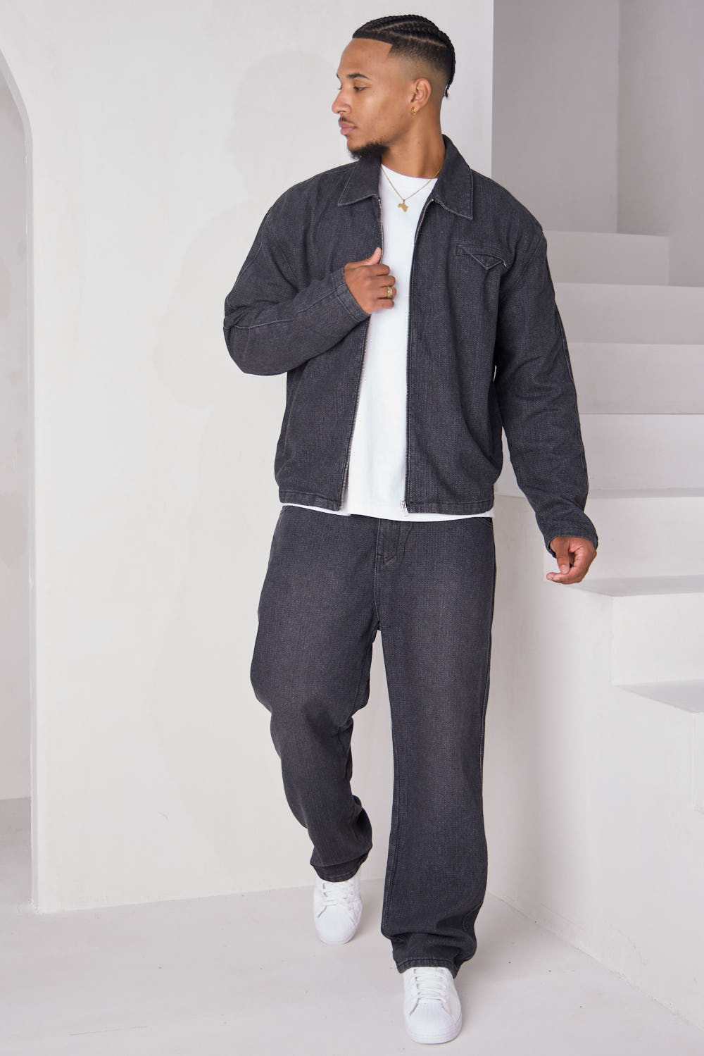 Ensemble 2 pièces  veste + pantalon noir chiné