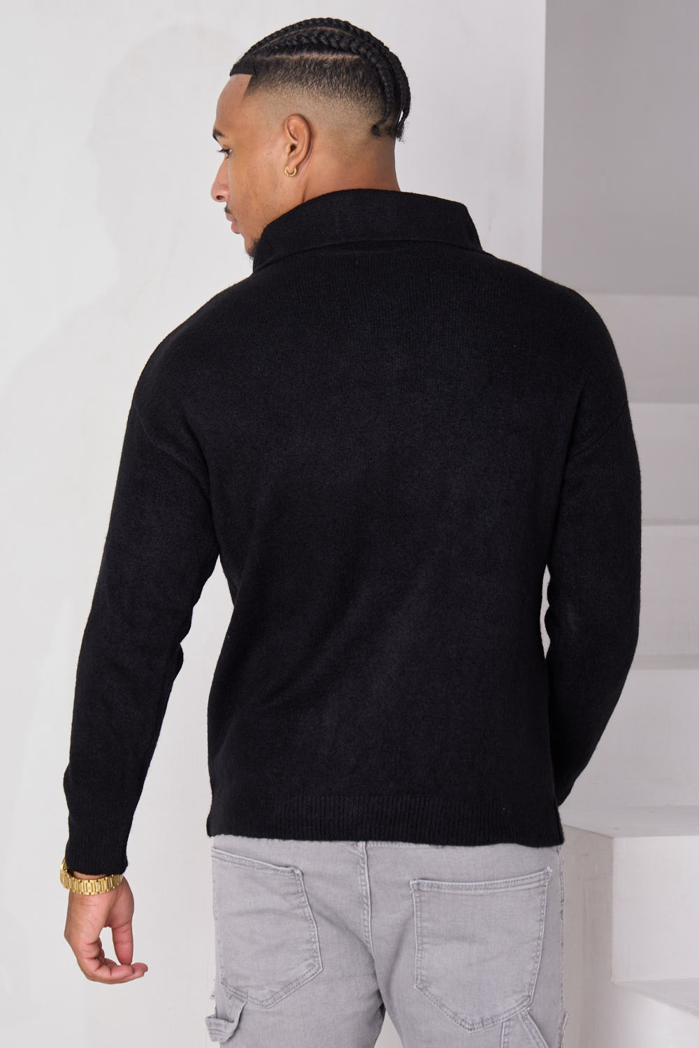 Pull en maille noir texturé