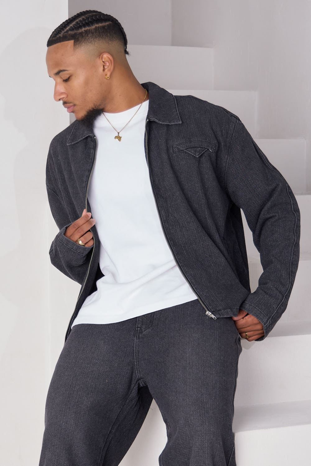 Ensemble 2 pièces  veste + pantalon noir chiné