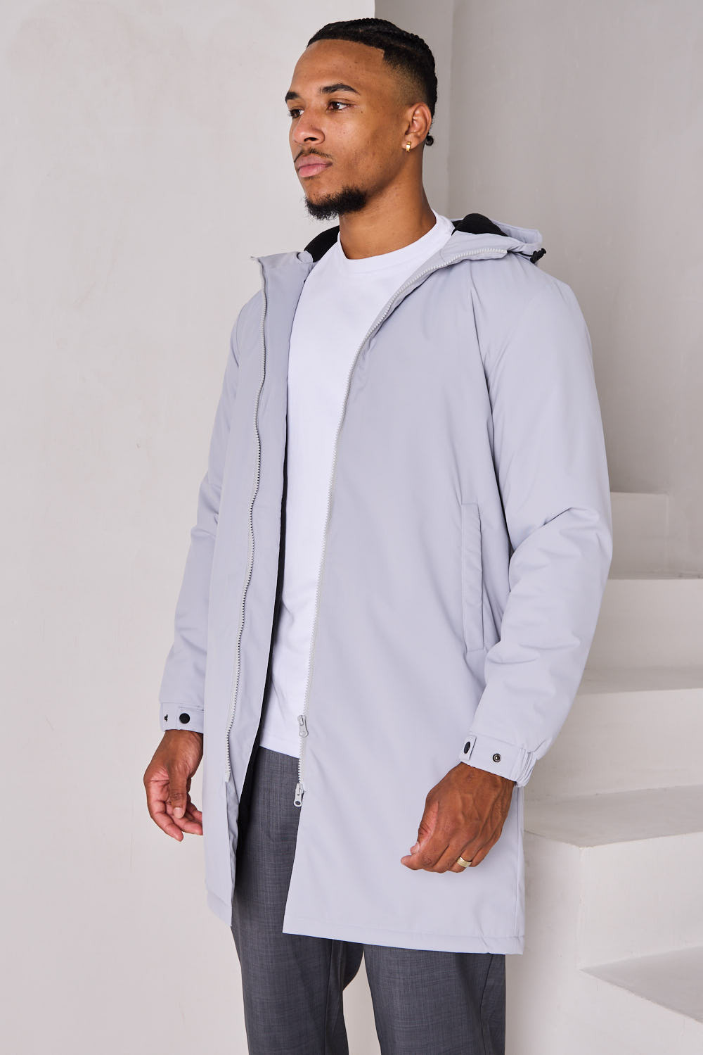 Parka grise à capuche