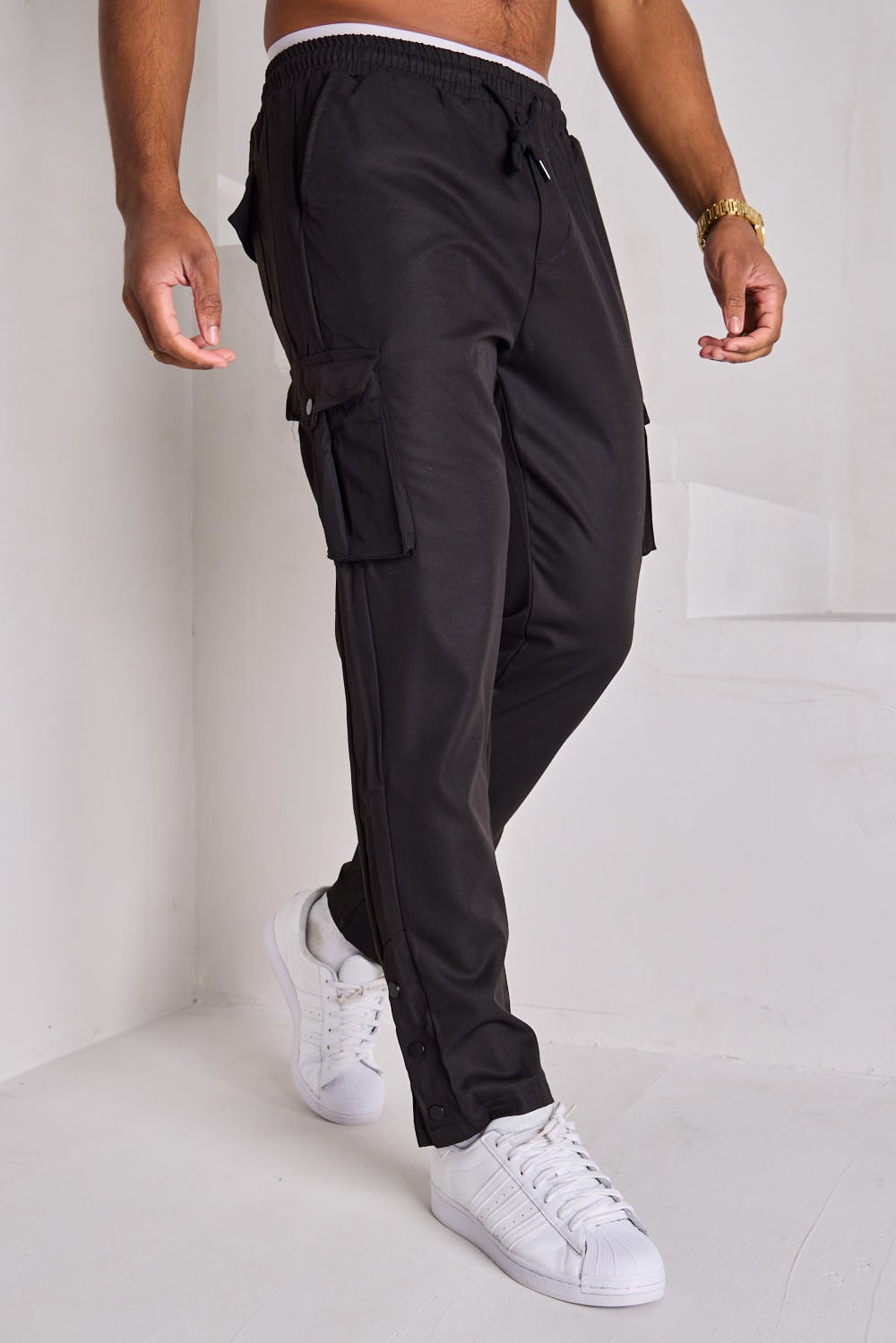 Jogging en toile à poches cargo noir