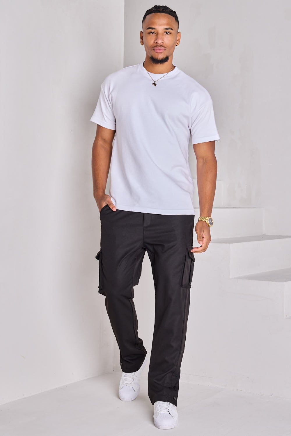 Jogging en toile à poches cargo noir