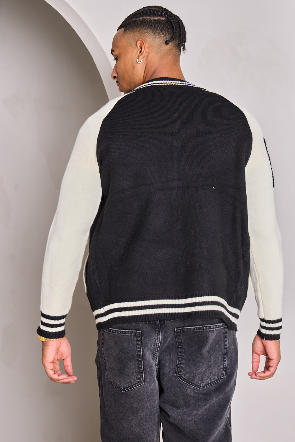 Gilet en maille noir et écru