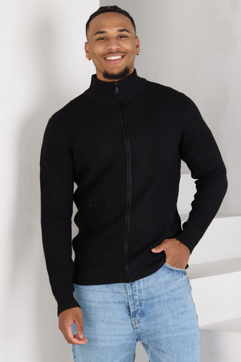 Gilet zippé en maille noir
