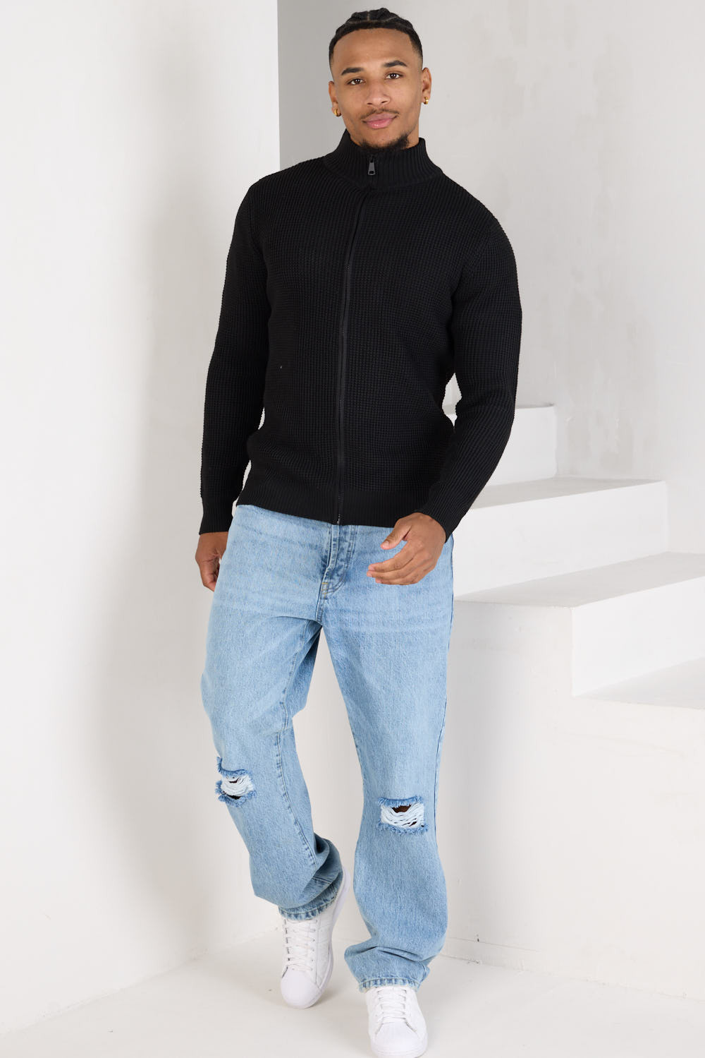 Gilet zippé en maille noir