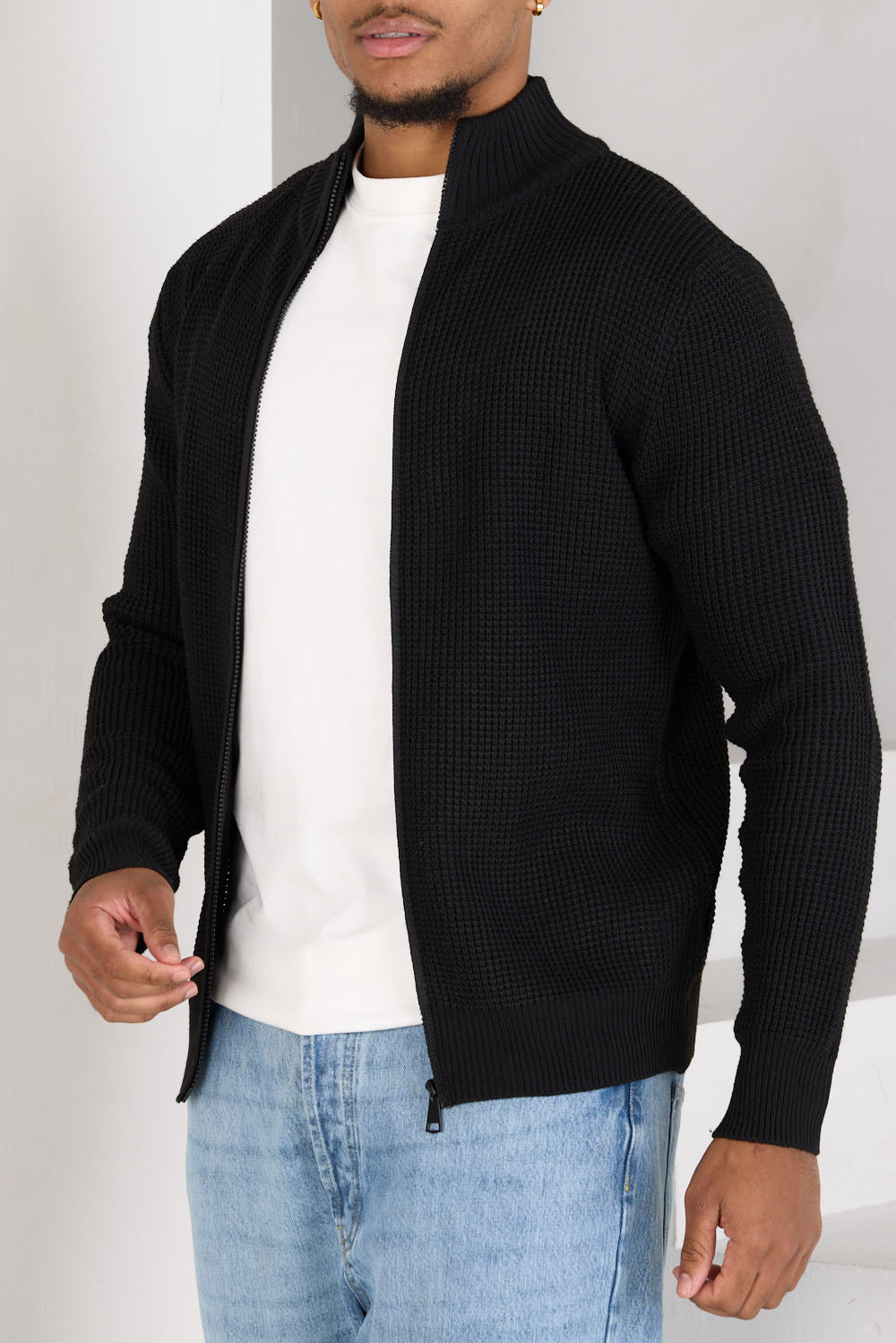 Gilet zippé en maille noir