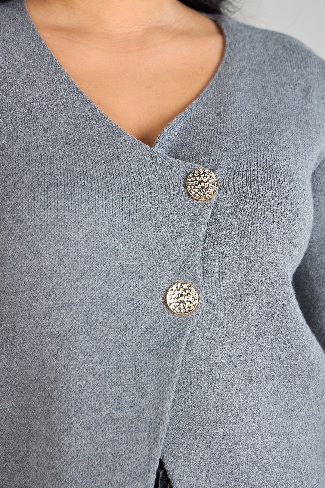 Gilet en maille gris à boutons croisés