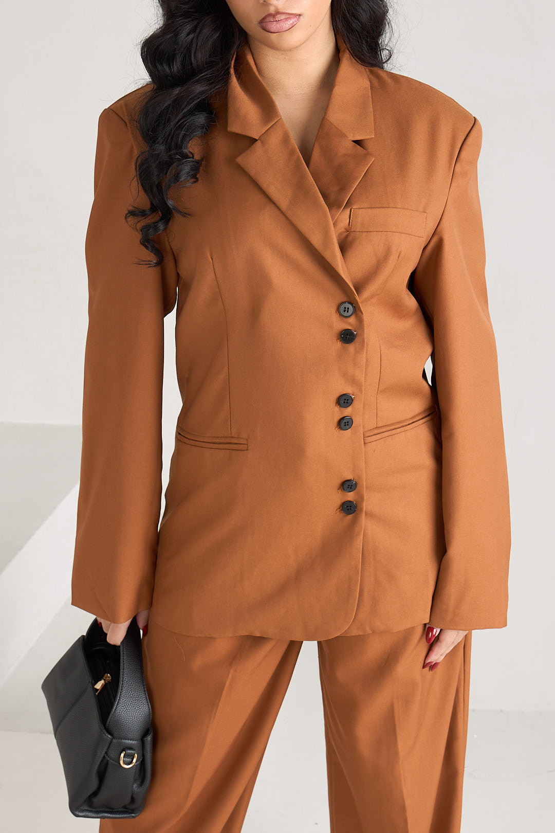 Veste blazer caramel à doubles bouton