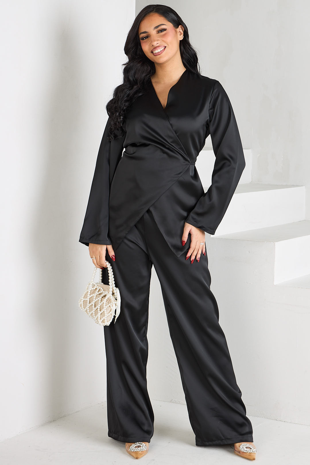 Ensemble 2 pièces kimono + pantalon noir