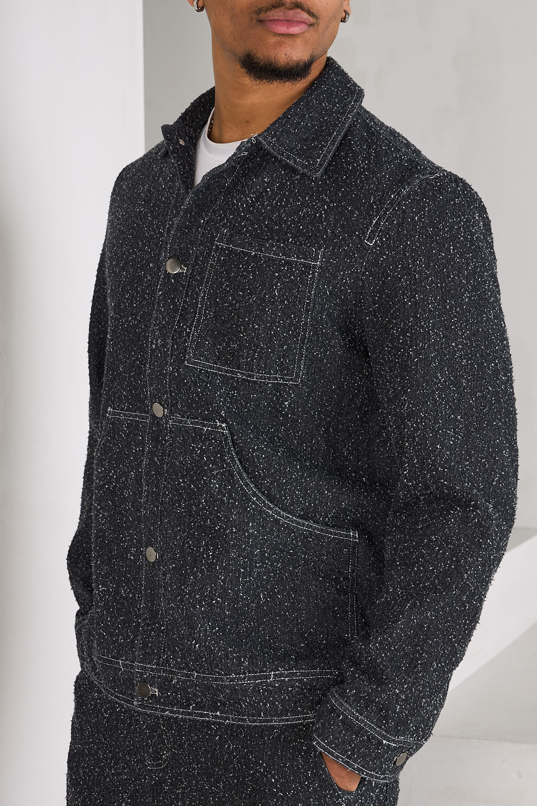 Ensemble 2 pièces veste + pantalon noir style effiloché