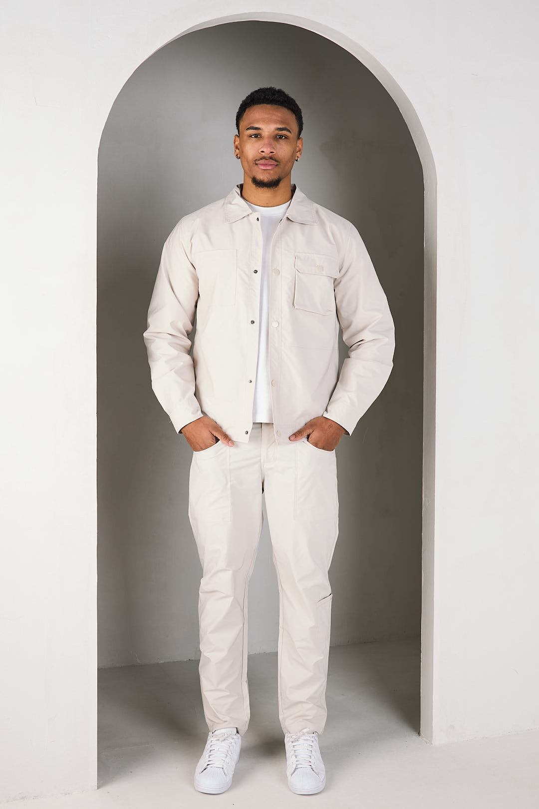 Ensemble 2 pièces chemise + pantalon beige clair
