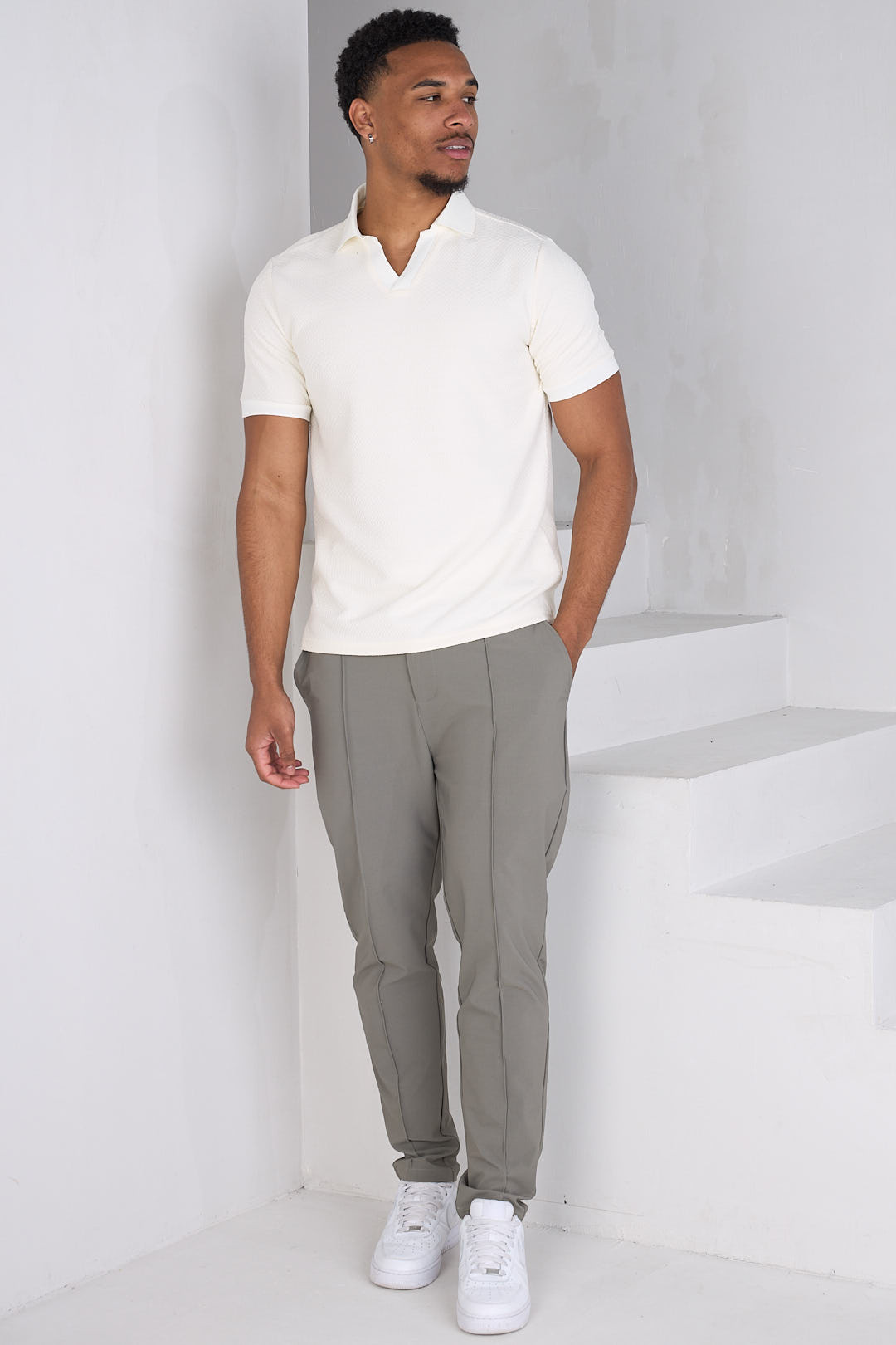 Taupe slim-fit pants