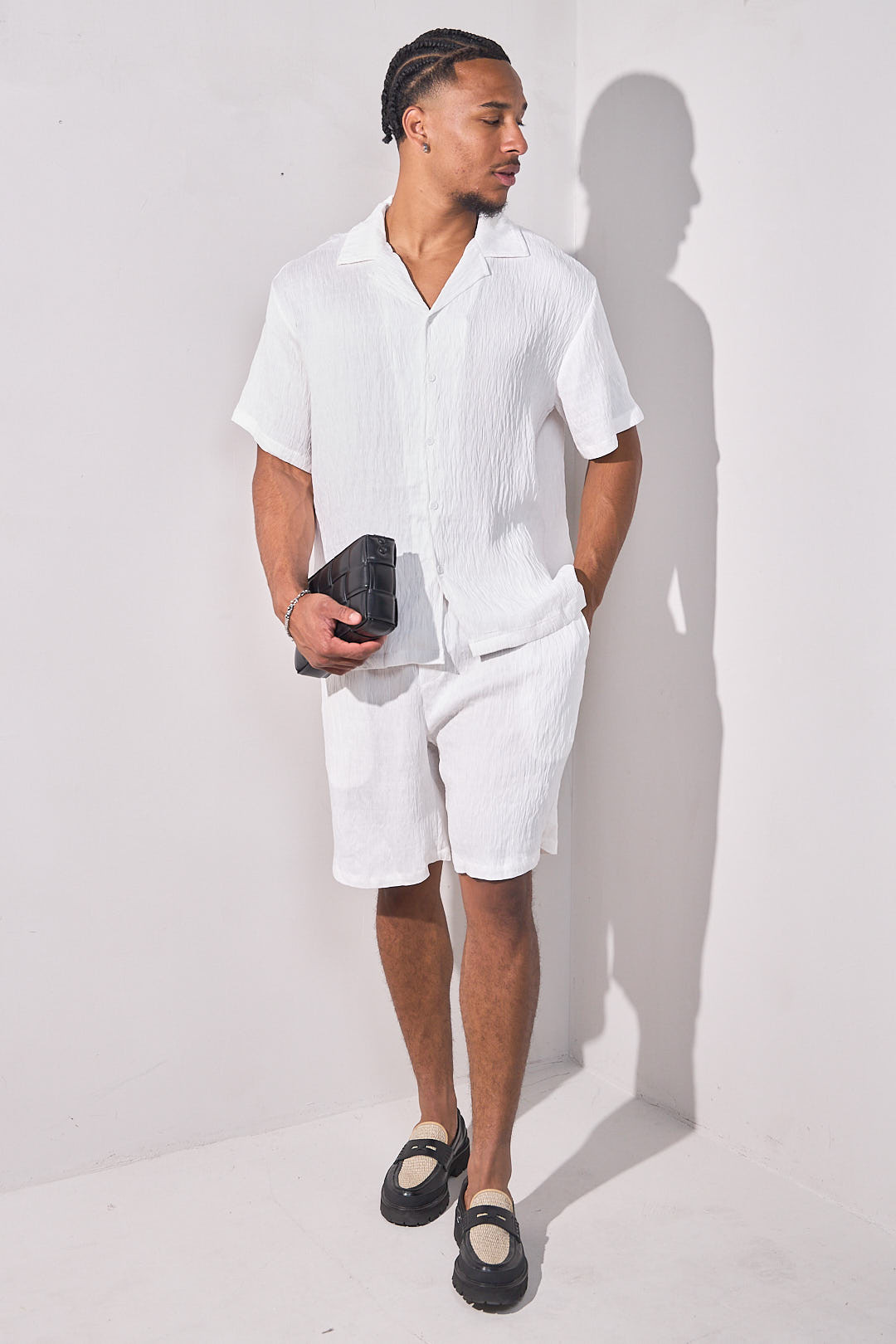Ensemble 2 pièces plissé chemise + short blanc