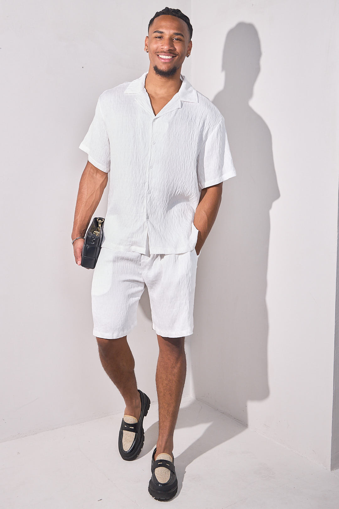 Ensemble 2 pièces plissé chemise + short blanc