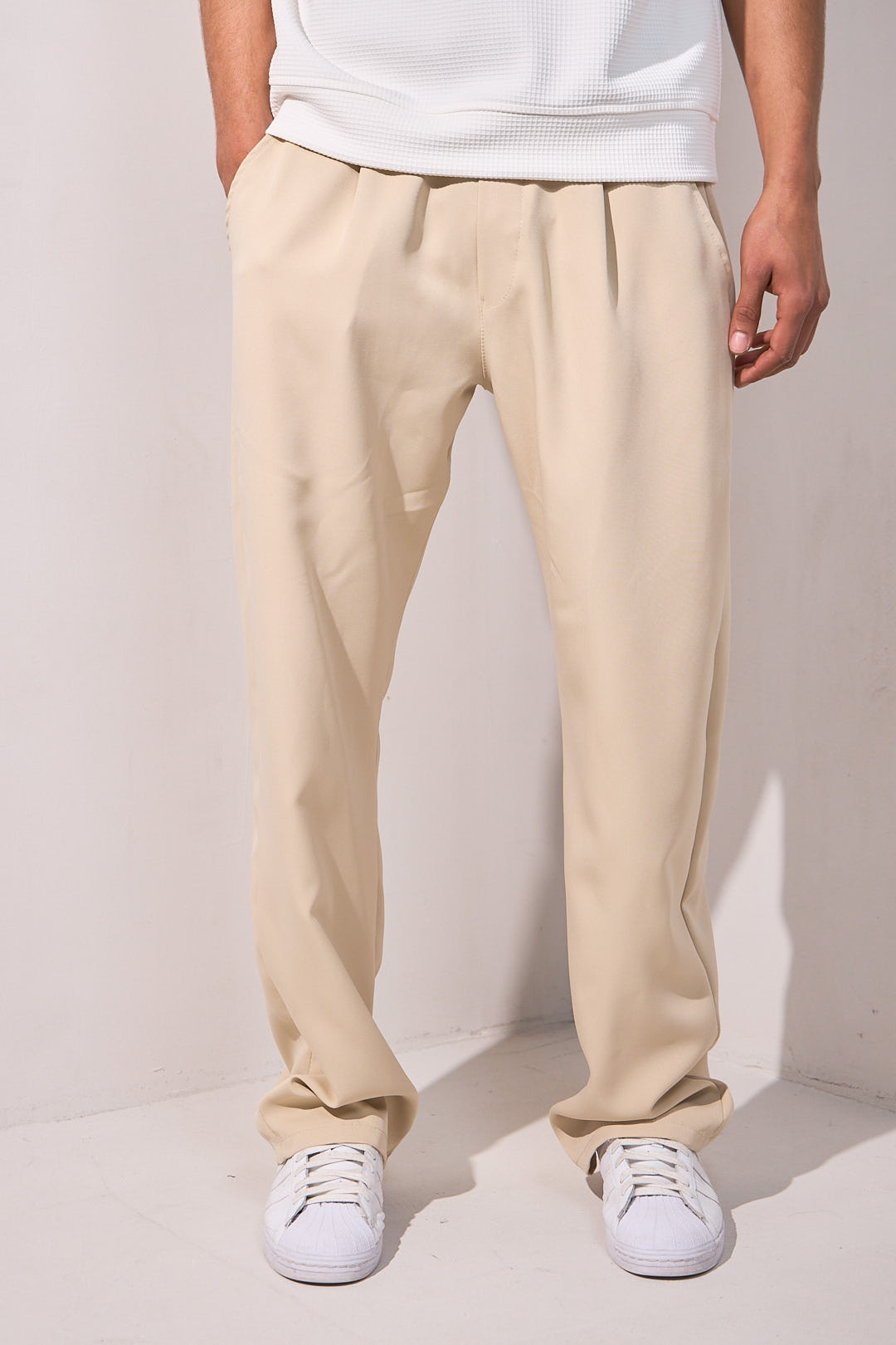 Pantalon coupe droite beige