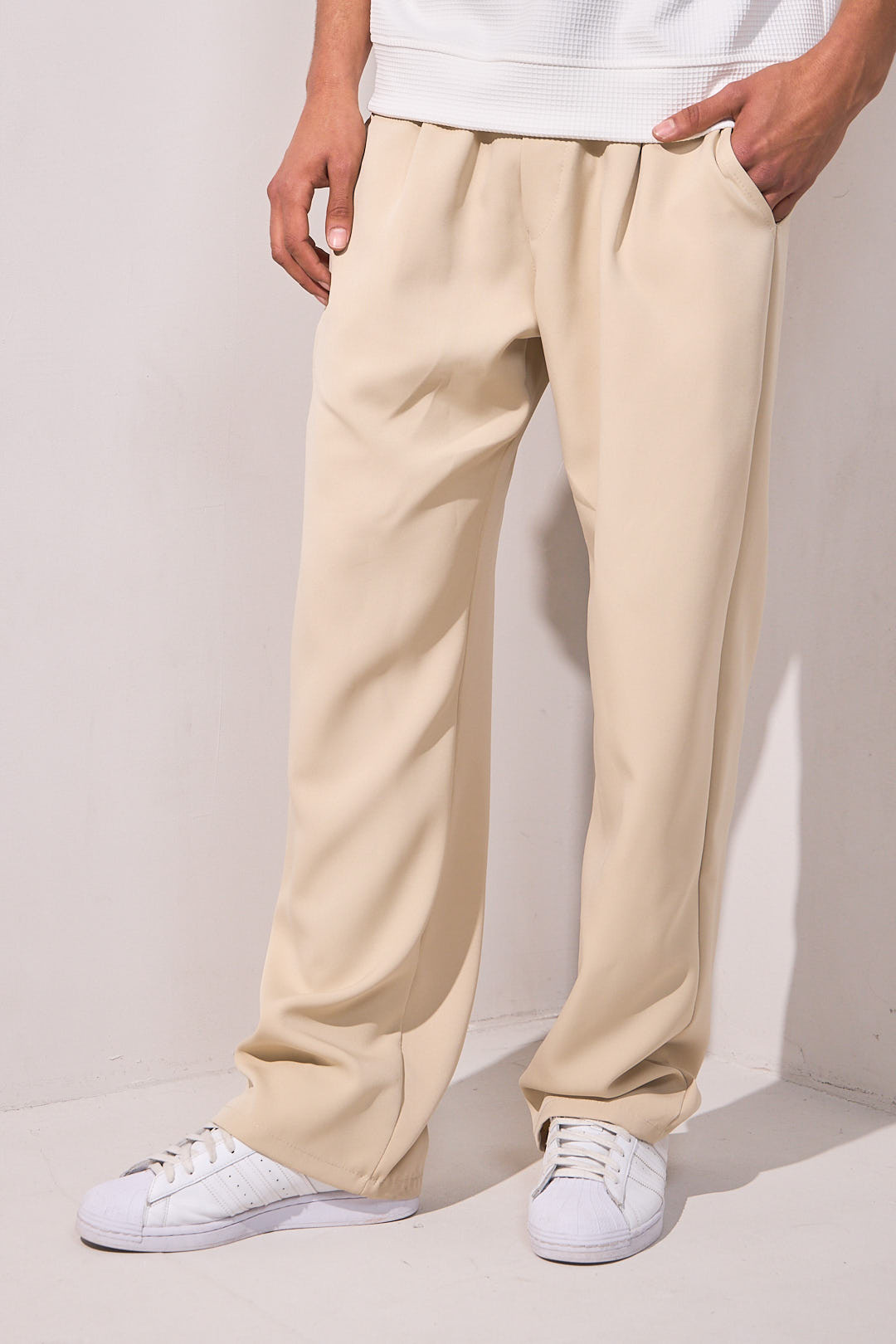 Pantalon coupe droite beige
