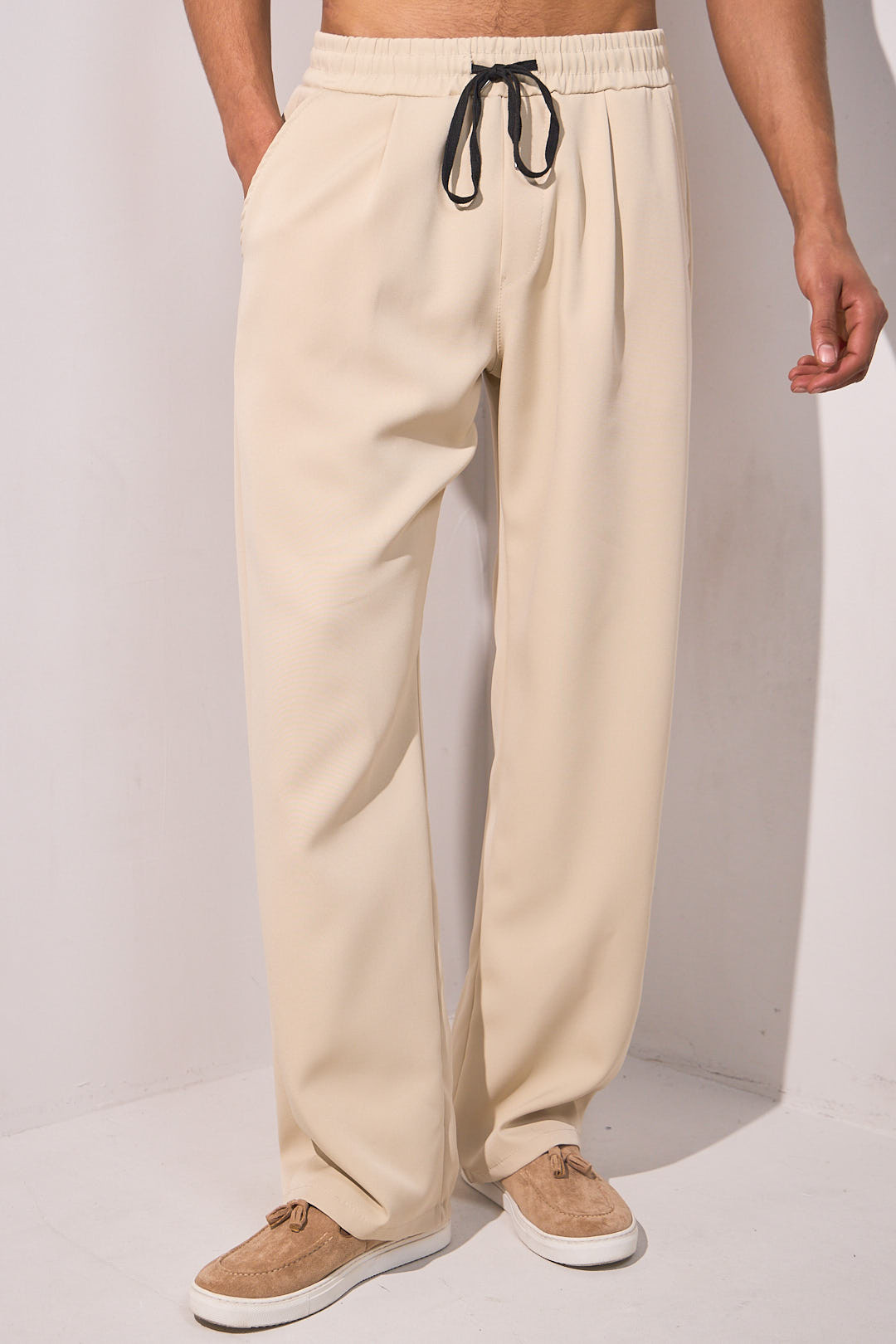 Pantalon coupe droite beige